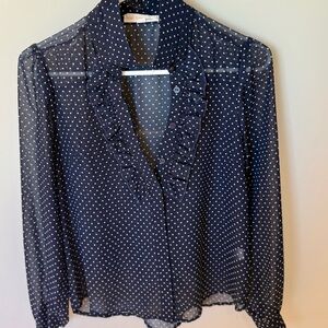 Navy Polka Dot Blouse